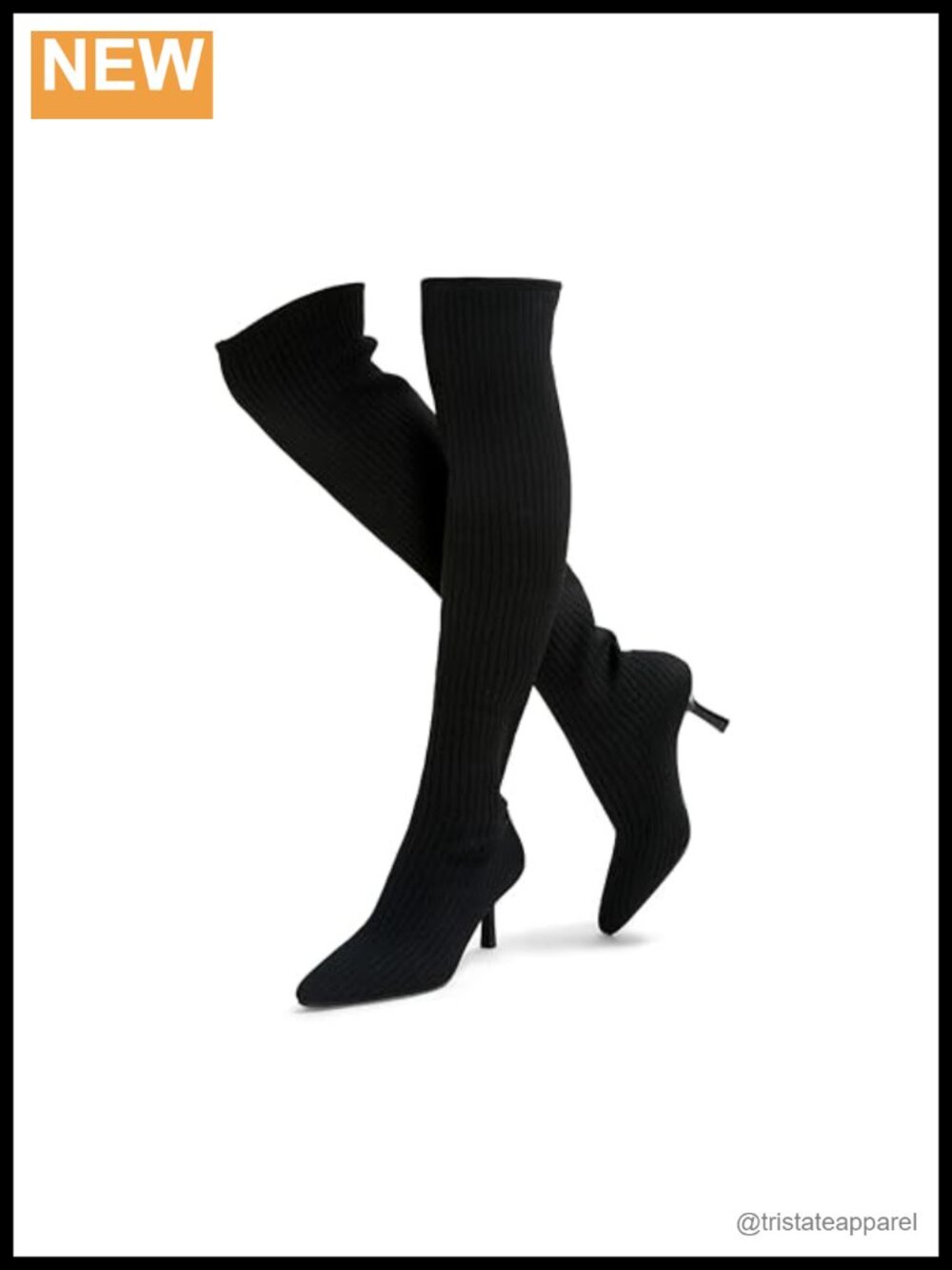 Over the Knee Knit Boots High Heel Pointed Toe Stiletto Women's 4"
